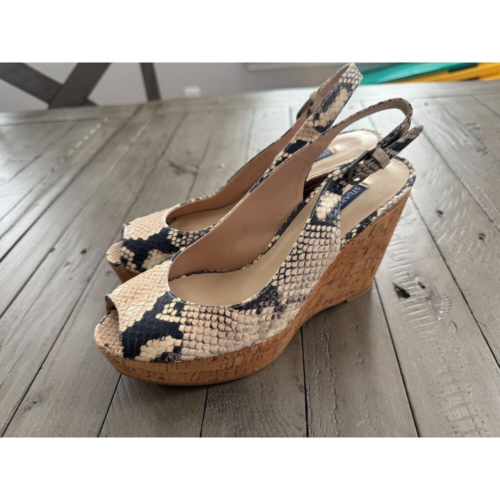 Stuart Weitzman Jean Snake Python Leather Slingba… - image 2